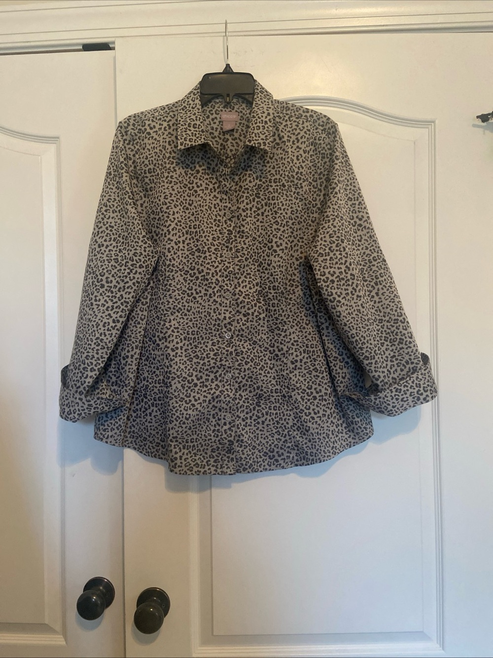 Chico's Leopard-Print Button Jacket in Beige and Black